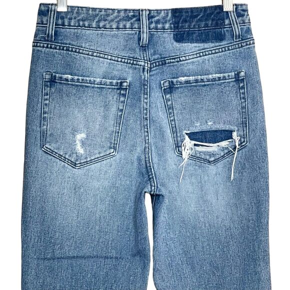 Flying Monkey Goodbye High Rise Mom Jeans Size 27 Distressed Straight Frayed Hem - Picture 8 of 11
